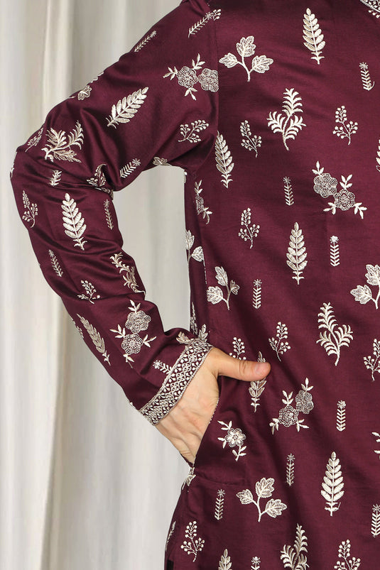 Upwan Embroidered Kurta Back Elastic Pants