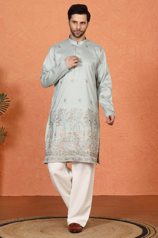 Upwan Utsav Embroidered Kurta with Loose Fit Parallel Pants
