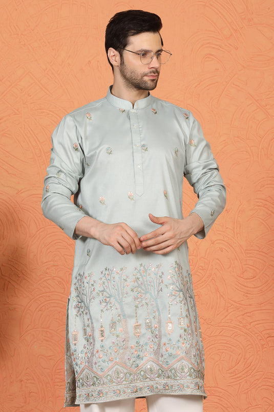 Upwan Utsav Embroidered Kurta with Loose Fit Parallel Pants
