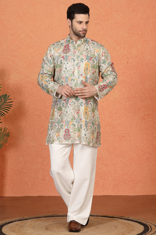 Utsav Embroidered Kurta with Loose Fit Back Elastic Parallel Pants