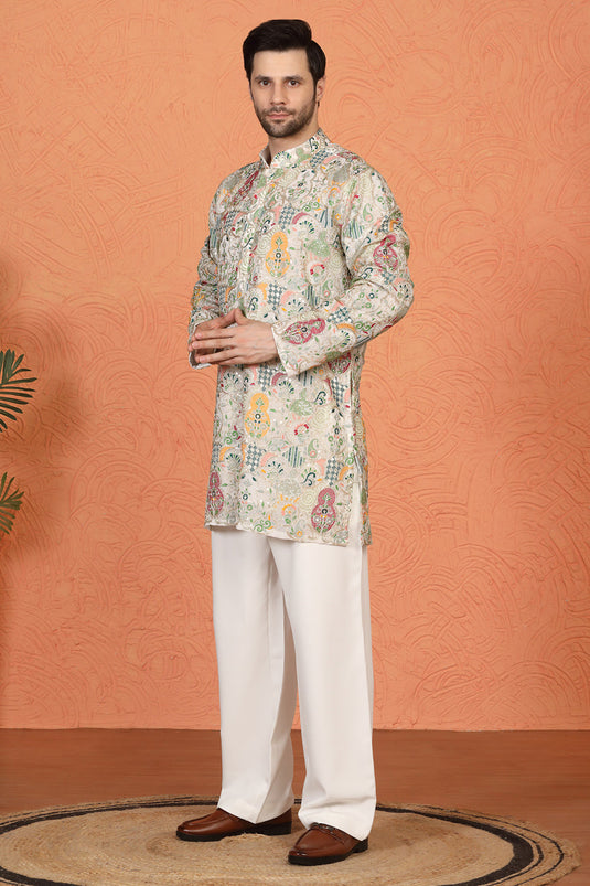 Utsav Embroidered Kurta with Loose Fit Back Elastic Parallel Pants