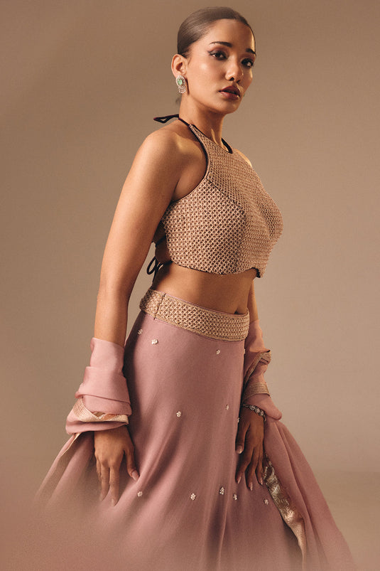 Wine Lehenga Set