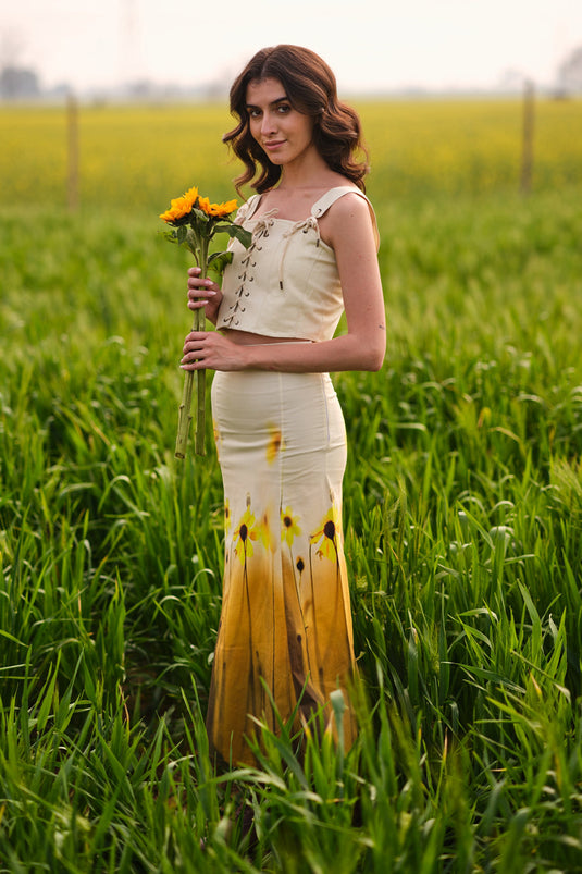 Yellow Meadow Corset Crop Top