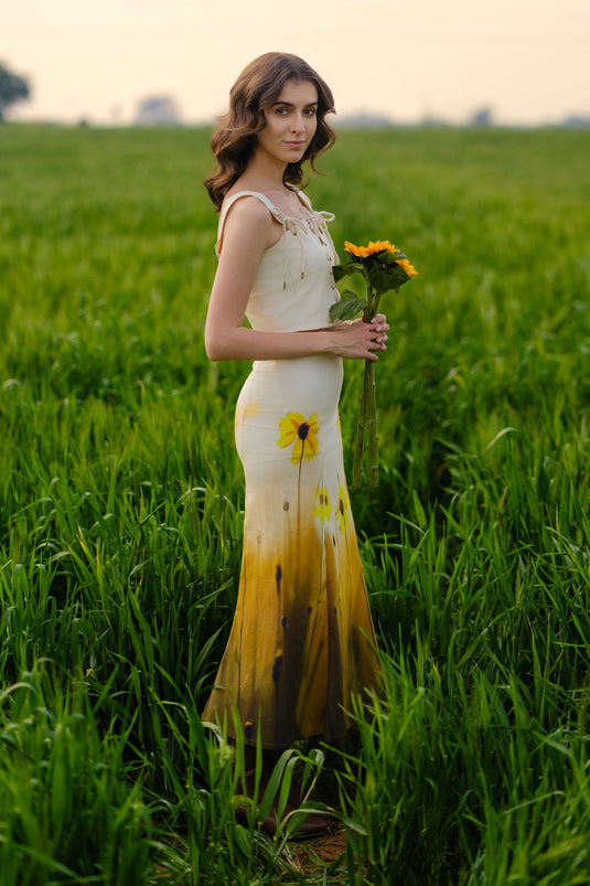 Yellow Meadow Corset Crop Top