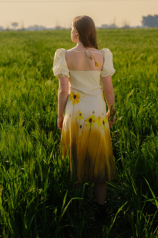 Yellow Meadow Midi Dress