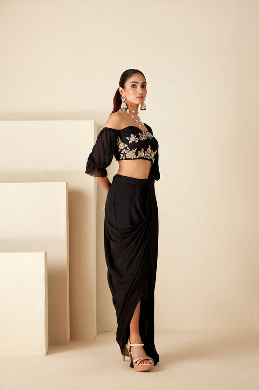 Black Drape skirt Saree