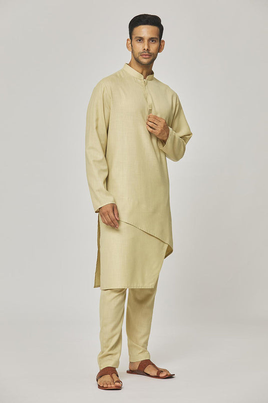Tatvam Akio Cotton Solid Kurta & Pyjama Set