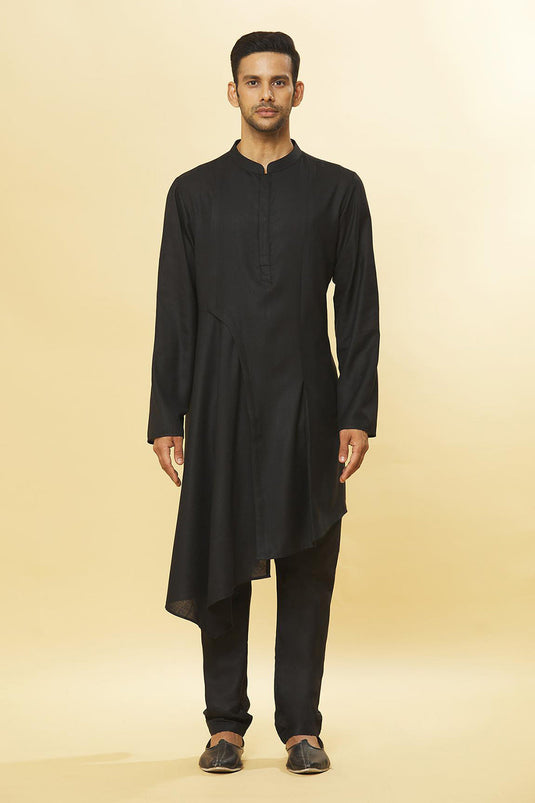 Tatvam Neel Cotton Solid Kurta & Pyjama Set