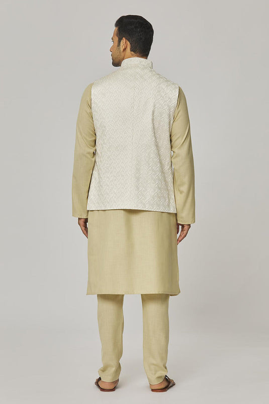 Vikramaditya Embroidered Bundi & Kurta Set