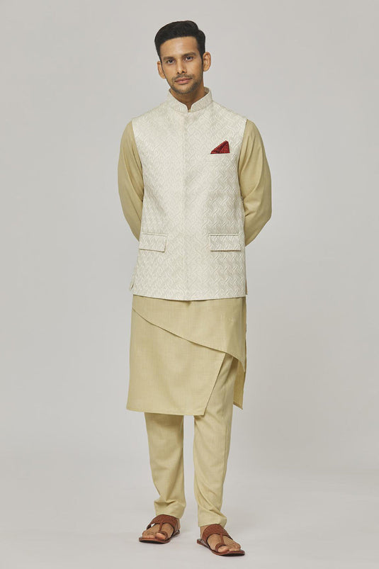 Vikramaditya Embroidered Bundi & Kurta Set