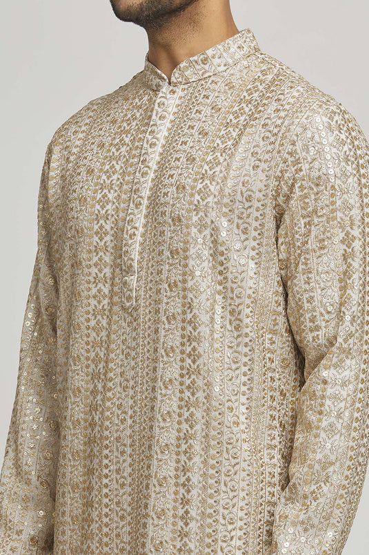 Rajaji Embroidered Cotton Kurta & Churidar Set
