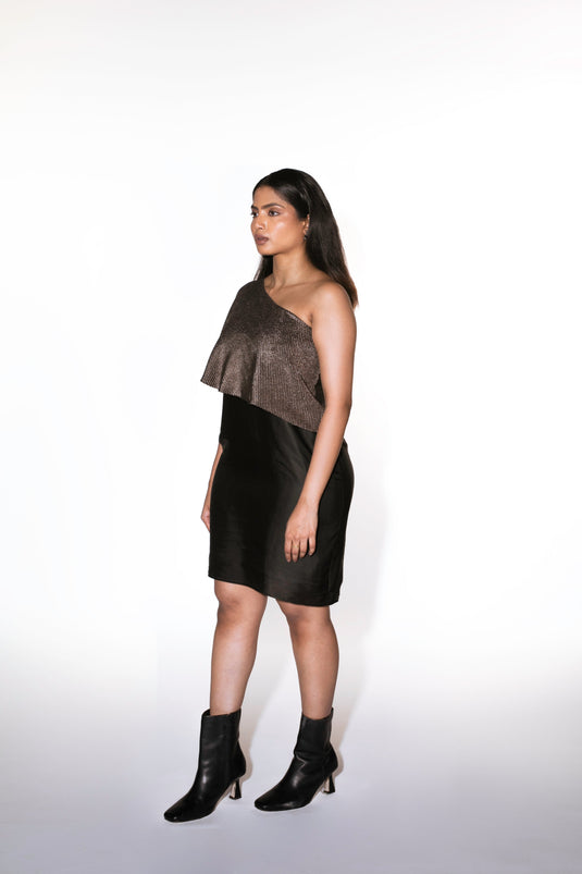 One Shoulder Metallic Dress