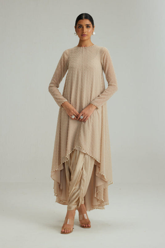 Light Beige pearl Kurta Set