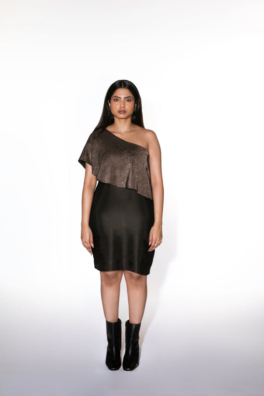 One Shoulder Metallic Dress