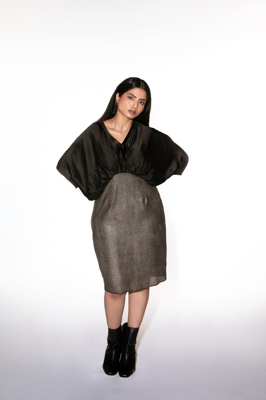 Metallic Gather Dress