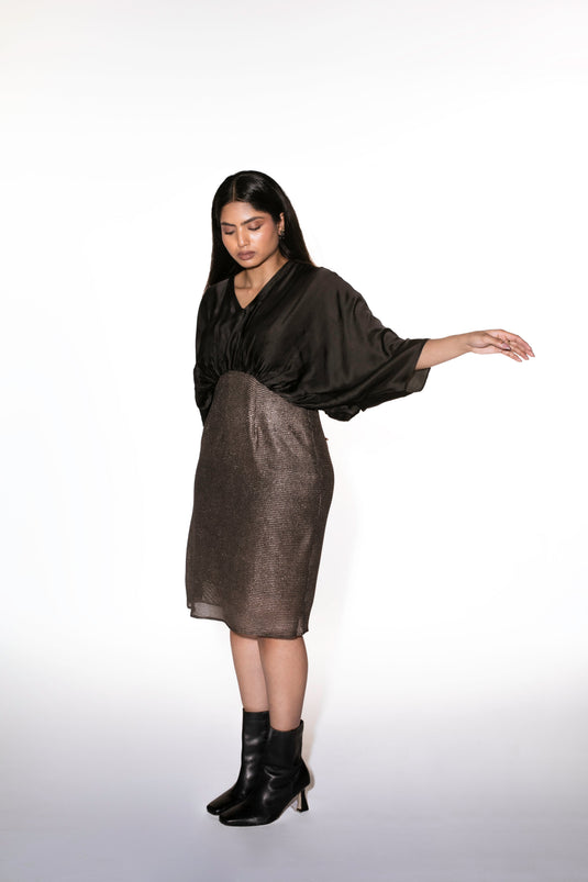Metallic Gather Dress