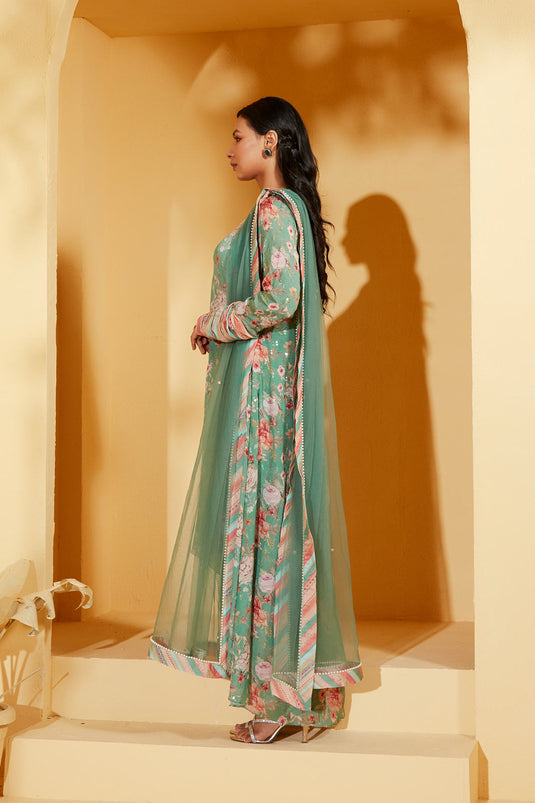 GREEN A LINE SUIT SET