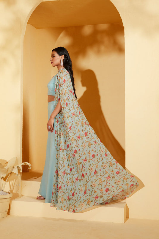 BLUE THREE PIECE CAPE SET