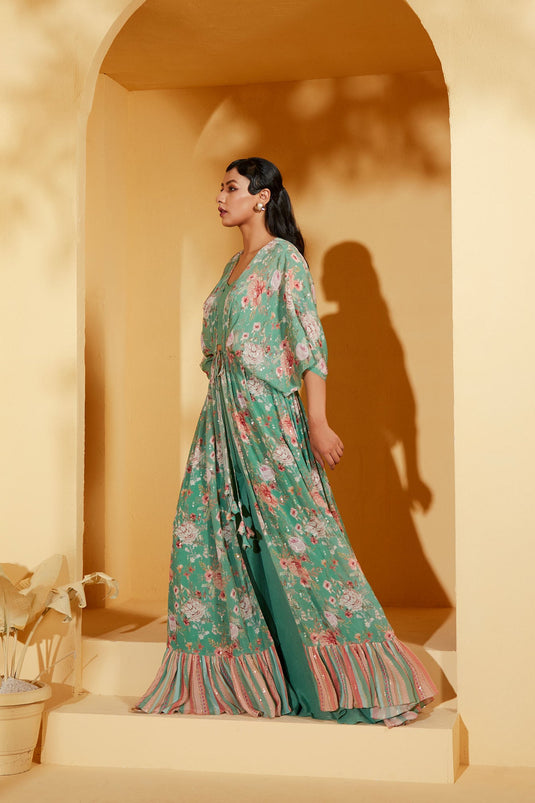 Green jacket kaftan set