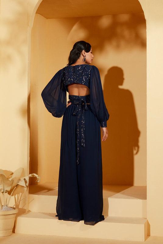 Navy blue tie up coord set