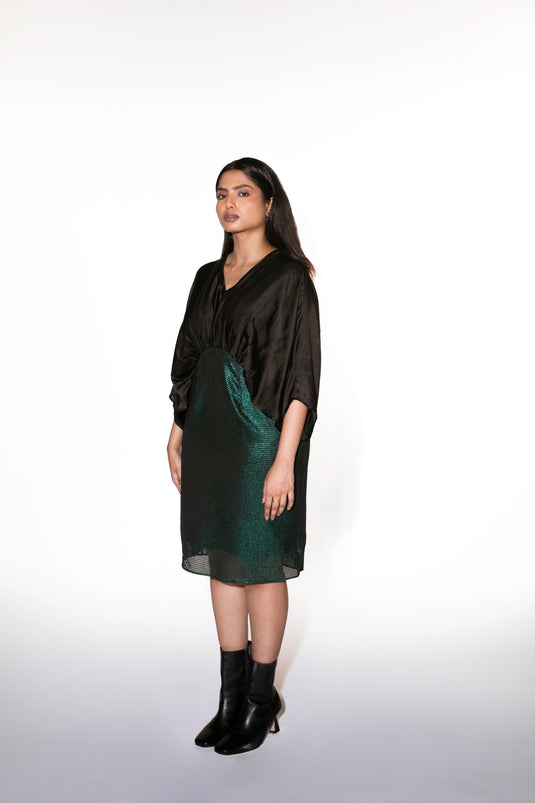 Metallic Gather Dress