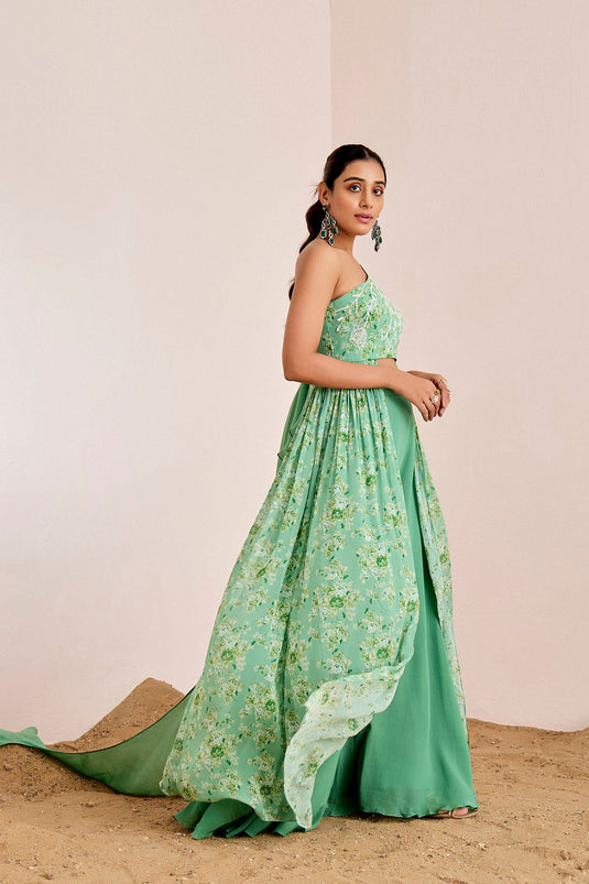 GREEN ONE SHOULDER FUSION SET
