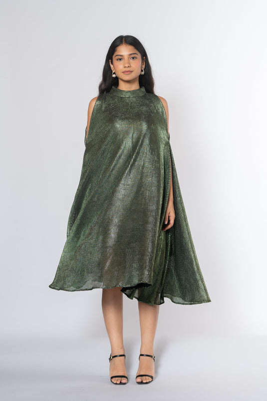 Metallic Cold Shoulder Dress