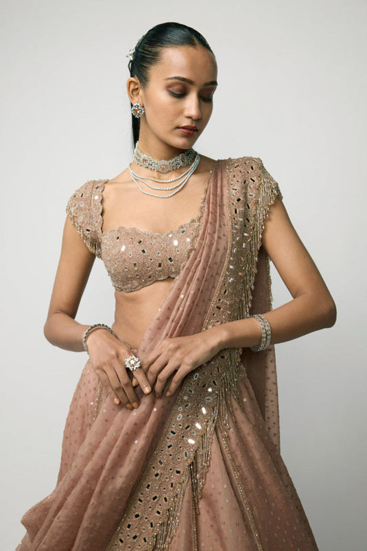 Bronze Ros� Sequins Embroidered Lehenga Set