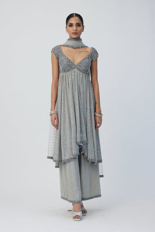 Crystal Grey Kurta Set