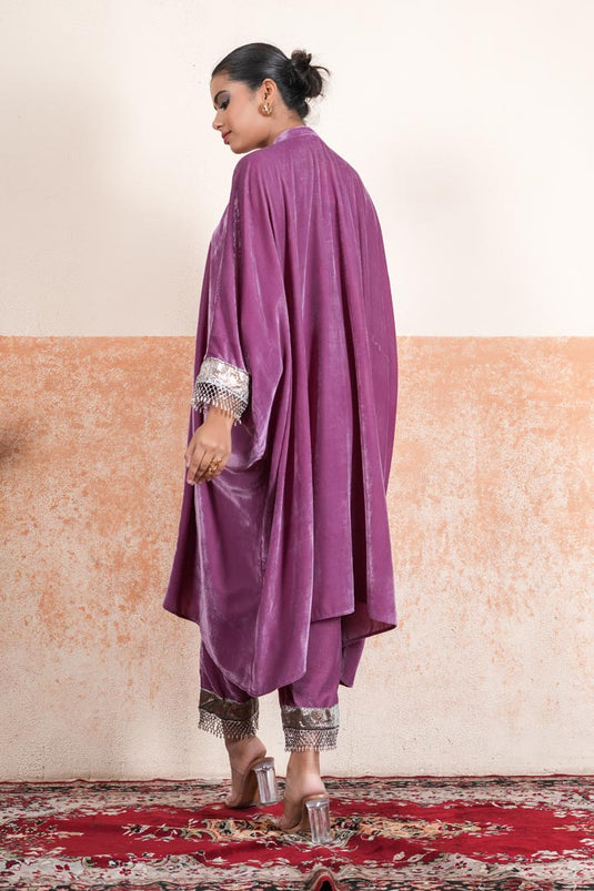Makhmal Kaftan Set with Mirror details