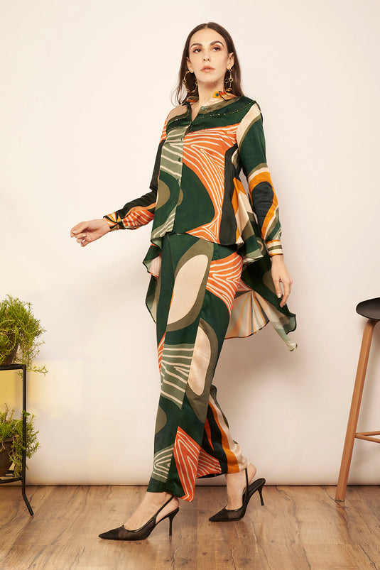 Green/Tangerine High Low Top