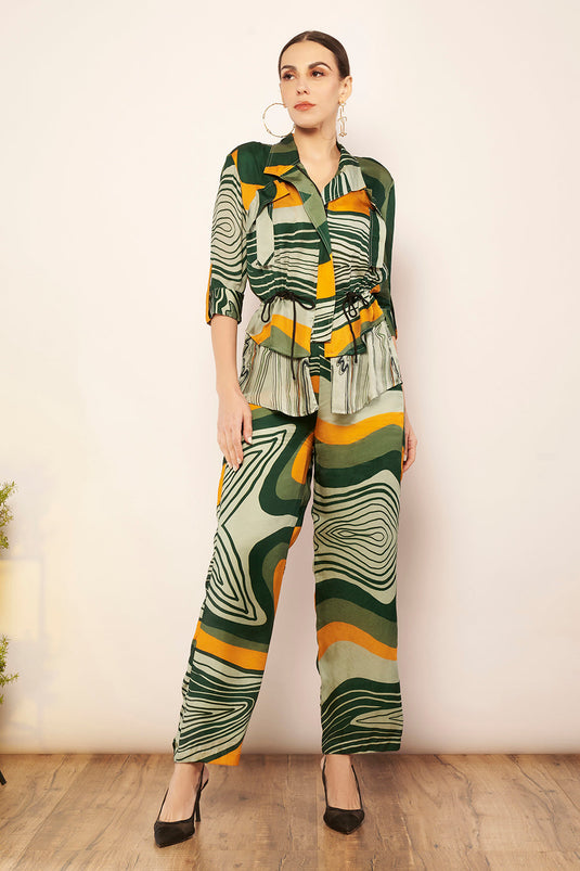 Light Green/Yellow Layered Jacket Top