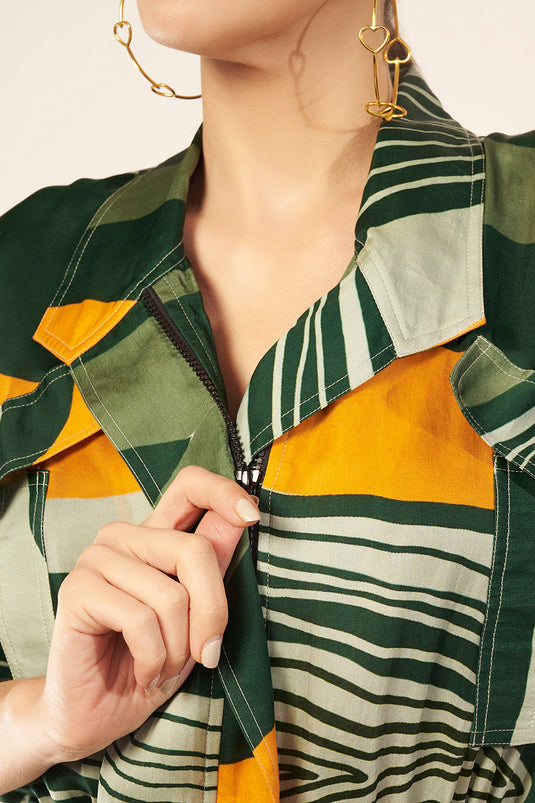 Light Green/Yellow Layered Jacket Top