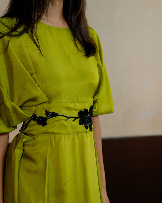 Pleated Dress with Belt