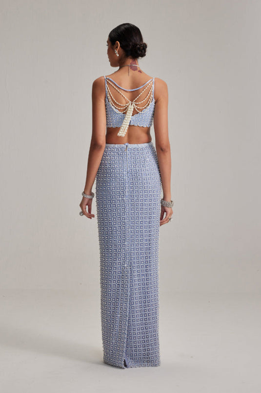 Dew Blue Pencil Skirt Set
