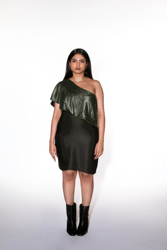 One Shoulder Metallic Dress