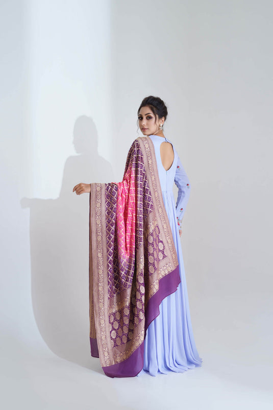 Lilac Hand Embroidered Anarkali Set