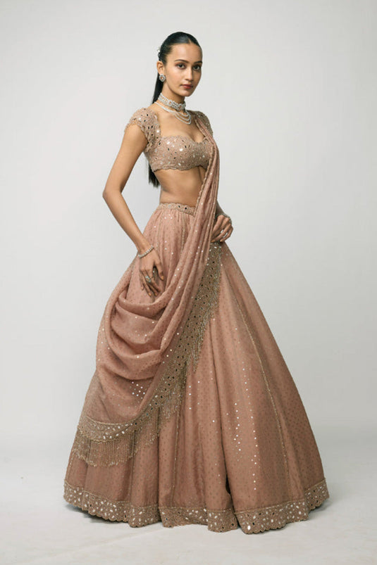 Bronze Ros� Sequins Embroidered Lehenga Set