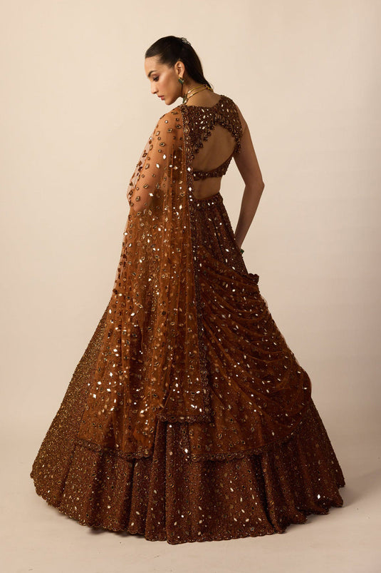 Metallic Copper Lehenga Set
