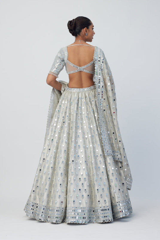 Silver Shimmer Organza  Lehenga Set