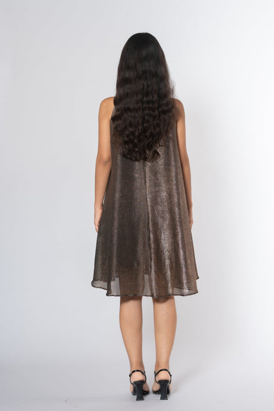 Metallic Cold Shoulder Dress
