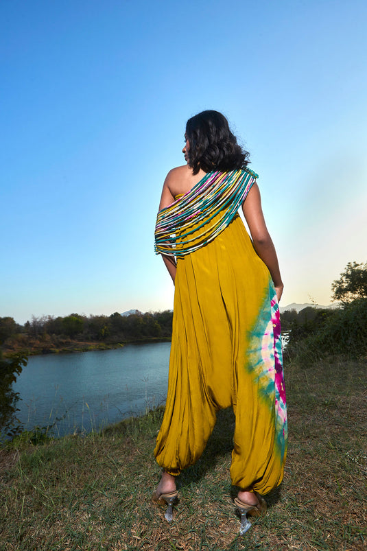 Green Jumpsuit with Corded Throw