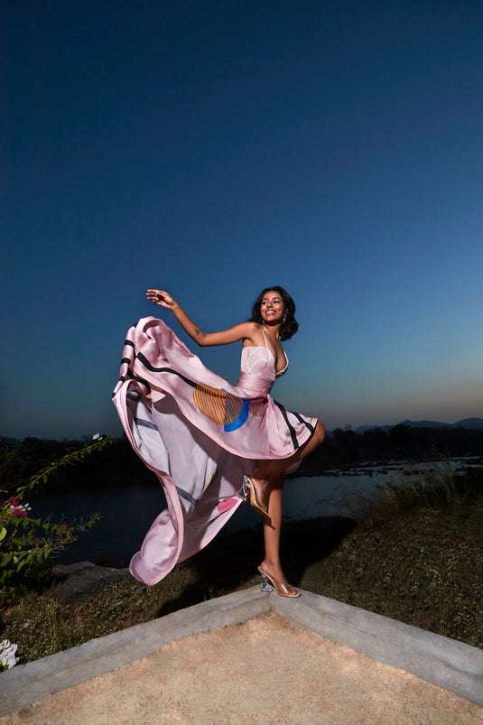 Pink Satin Long Dress