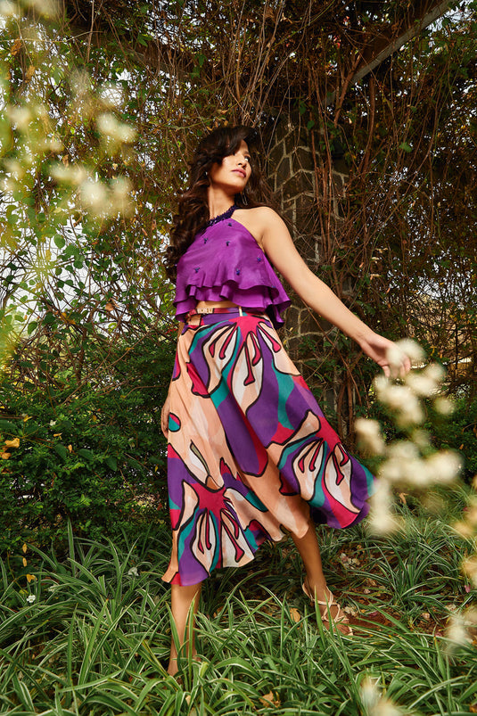 Printed Flared Skirt