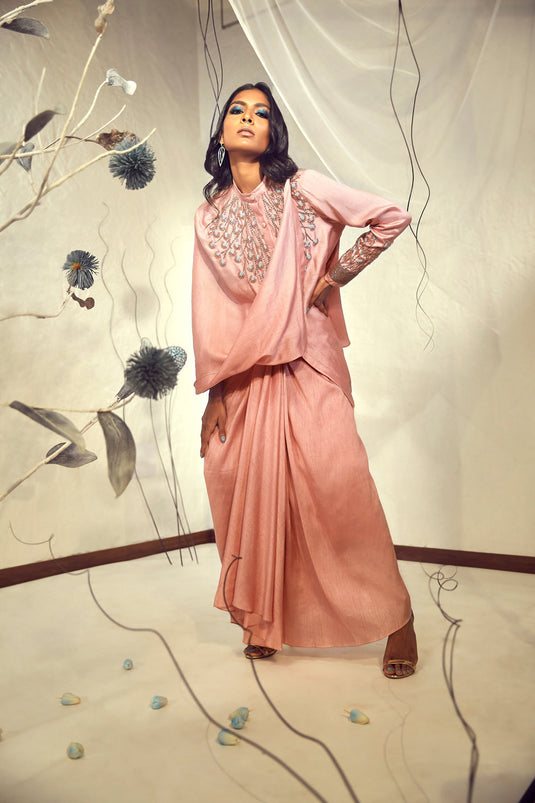 Pink Top with Pleated Skirt