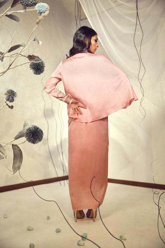 Pink Top with Pleated Skirt