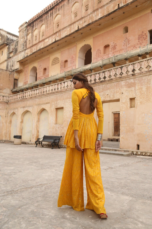Soniya G - Peplum Top Kurti Paired With Palazzo Set