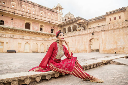 Soniya G - Embroidered Kurti Paired With Printed Pant Set