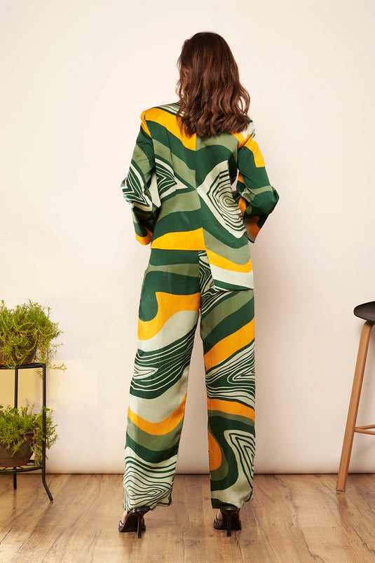 Light Green/Yellow Straight Fit Pants