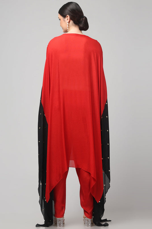 Two-Tone Asymmetric Kaftan with Dhoti style Bottom